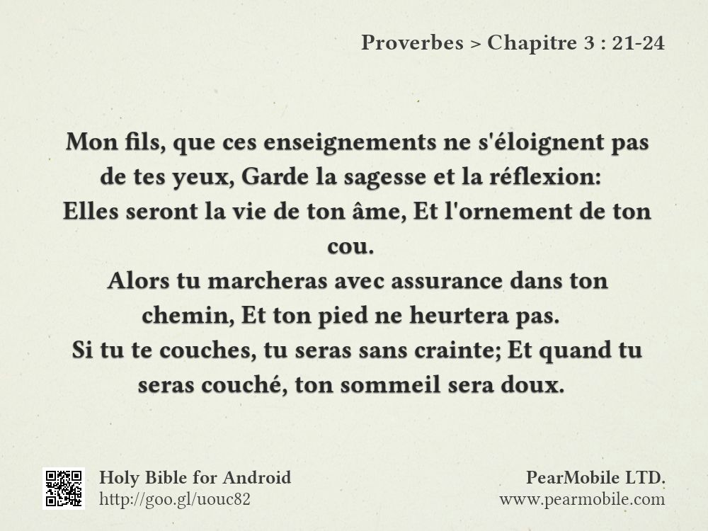 Proverbes, Chapitre 3:21-24